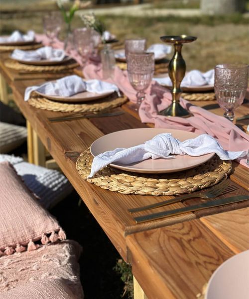 Timeless Party Rentals event photo tableware outside