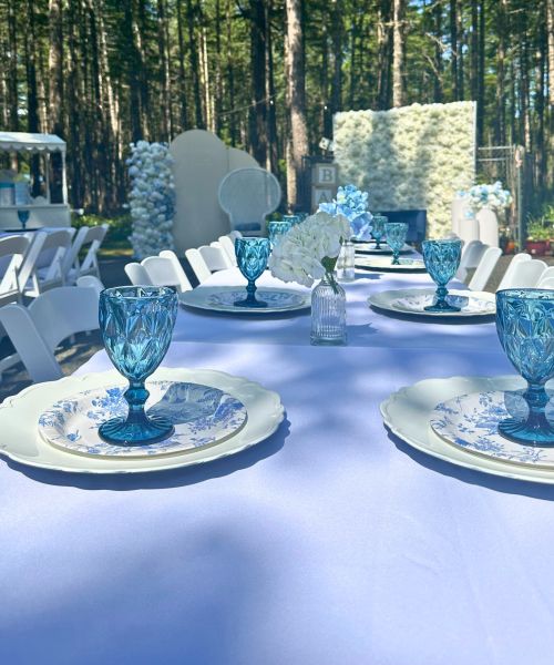 Blue Baby Shower Goblet Tableware Setup