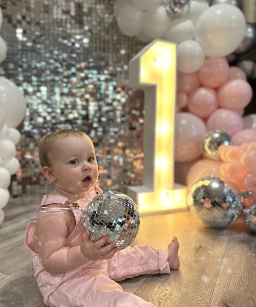 Number 1 Marquee Number, Shimmer Wall Disco Baby Birthday